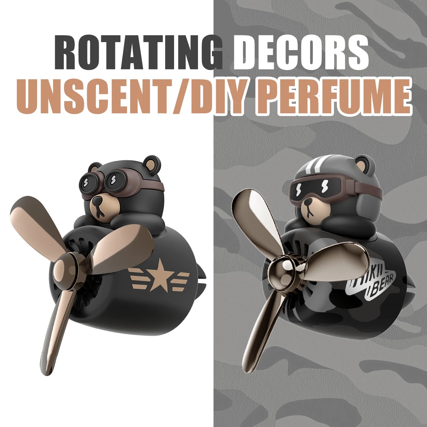 No fragrance DIY perfume rotating propeller pilot bear car air freshener ornament vent diffuser accessories cool fun decorations