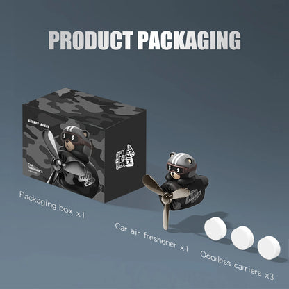 No fragrance DIY perfume rotating propeller pilot bear car air freshener ornament vent diffuser accessories cool fun decorations