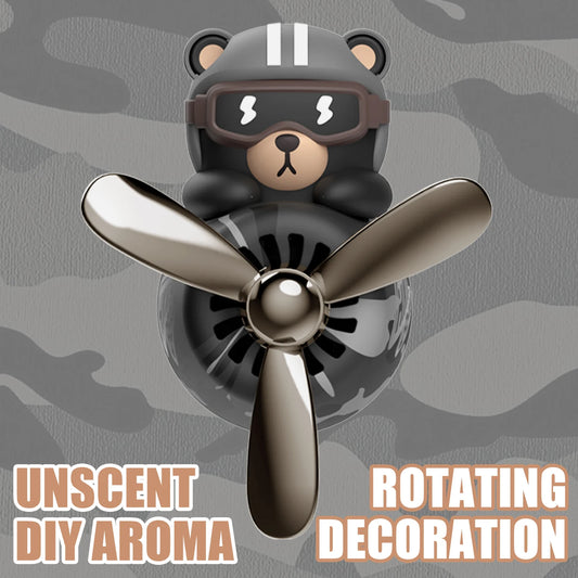 No fragrance DIY perfume rotating propeller pilot bear car air freshener ornament vent diffuser accessories cool fun decorations