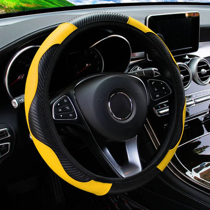 PU Leather Steering Wheel Cover for 14.5–15 Inch Wheels