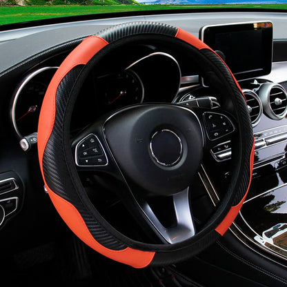 PU Leather Steering Wheel Cover for 14.5–15 Inch Wheels