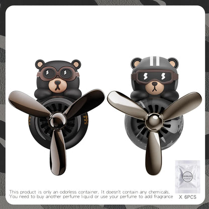 No fragrance DIY perfume rotating propeller pilot bear car air freshener ornament vent diffuser accessories cool fun decorations