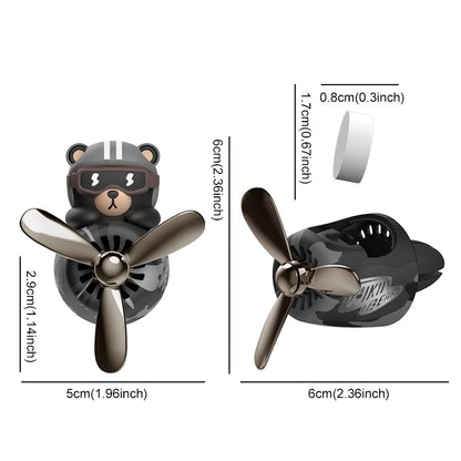 No fragrance DIY perfume rotating propeller pilot bear car air freshener ornament vent diffuser accessories cool fun decorations