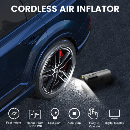Upgraded Version Car Air Pump Cordless Portable Tire Inflator Mini Tyre Inflator 12V Car Air Compressor with Pressure Gauge