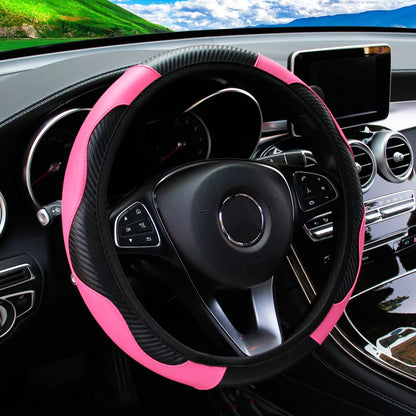 PU Leather Steering Wheel Cover for 14.5–15 Inch Wheels