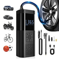 Upgraded Version Car Air Pump Cordless Portable Tire Inflator Mini Tyre Inflator 12V Car Air Compressor with Pressure Gauge
