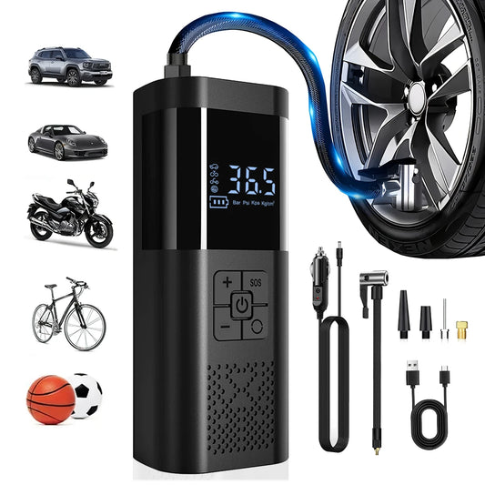 Upgraded Version Car Air Pump Cordless Portable Tire Inflator Mini Tyre Inflator 12V Car Air Compressor with Pressure Gauge